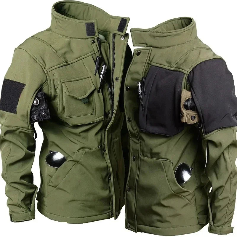 Men's Soft Shell Jacket Fleece Lined Waterproof Warm Outdoor Combat jacket