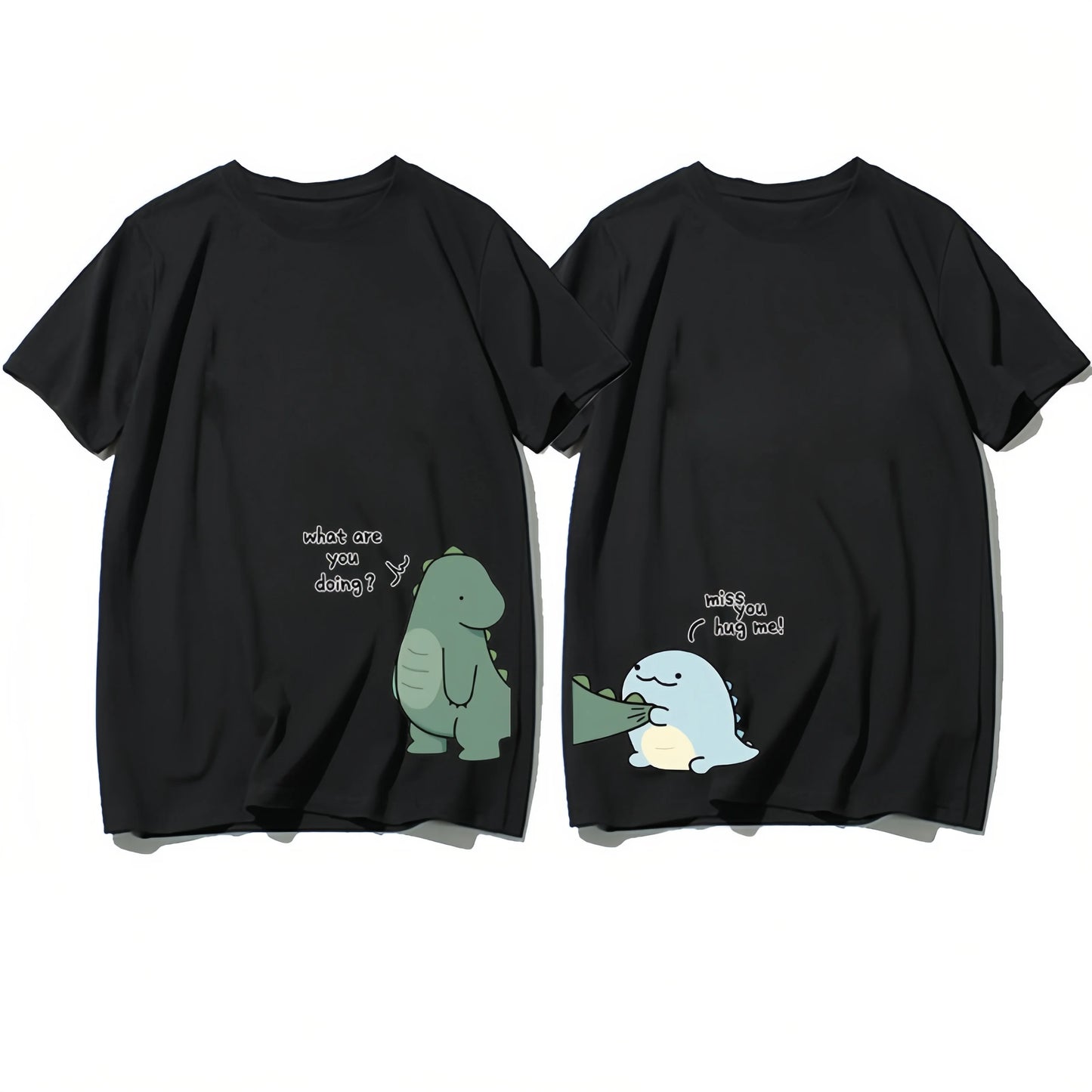 Dinosaur Matching Couple T-Shirt Casual Loose Short Sleeved Tshirt