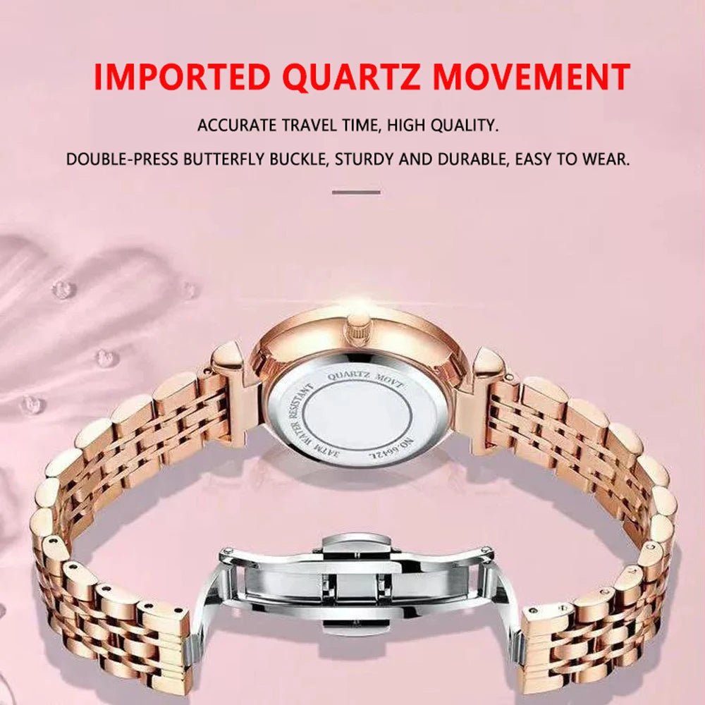 POEDAGAR Original Luxury Women Watch Week Date Waterproof Steel Woman Watch