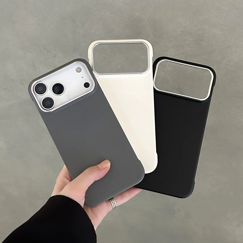 Fashion Matte Frameless Leather Case for iPhone 17 16 15 14 Pro Max Air