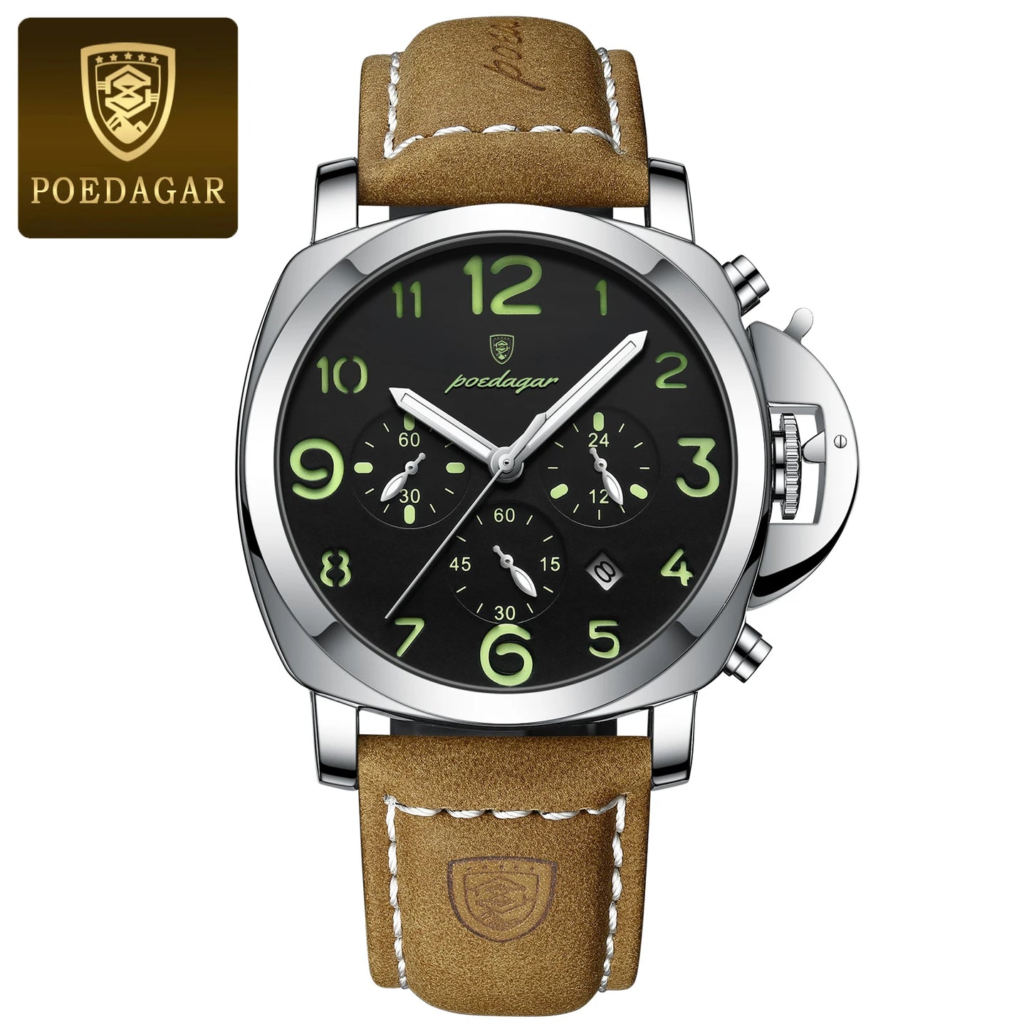 POEDAGAR Luxury Man Watch Chronograph Waterproof Luminous Date Watch for Men