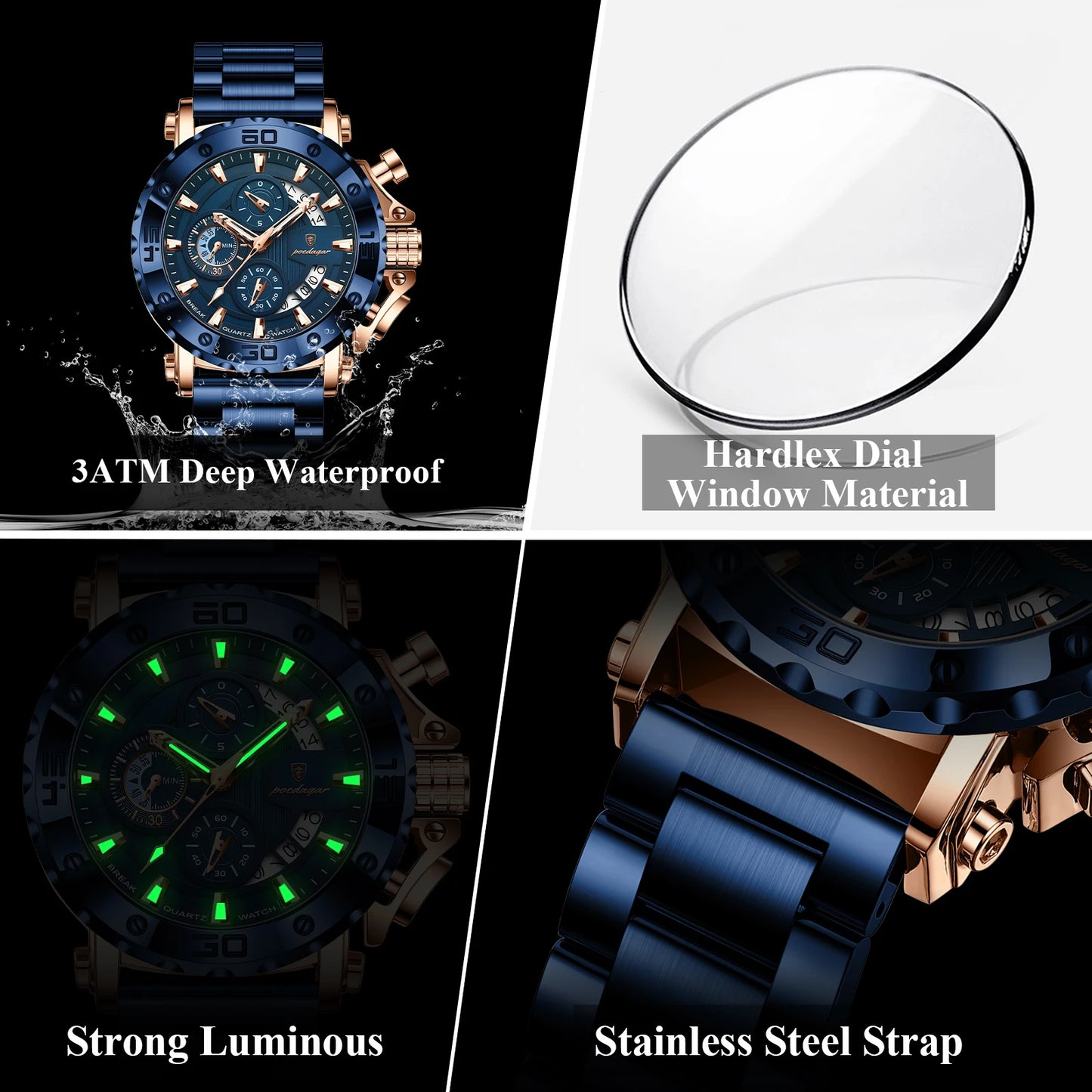 Watch For Men Calendar Luminous Waterproof Quartz Man Wristwatch
