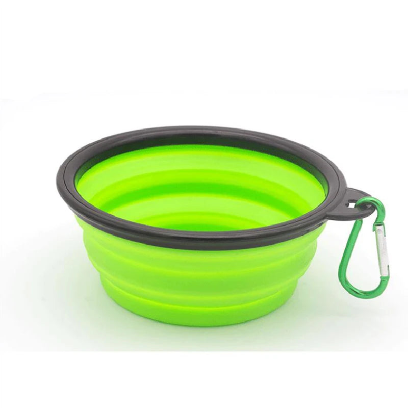 Folding Portable Dog Cat Feeder Bowl 2 In 1 Pet Dispenser Food Water Container