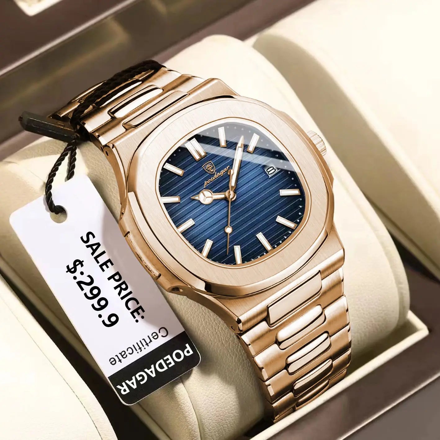 POEDAGAR Man Wristwatch Business Luxury Square Men Quartz Watch