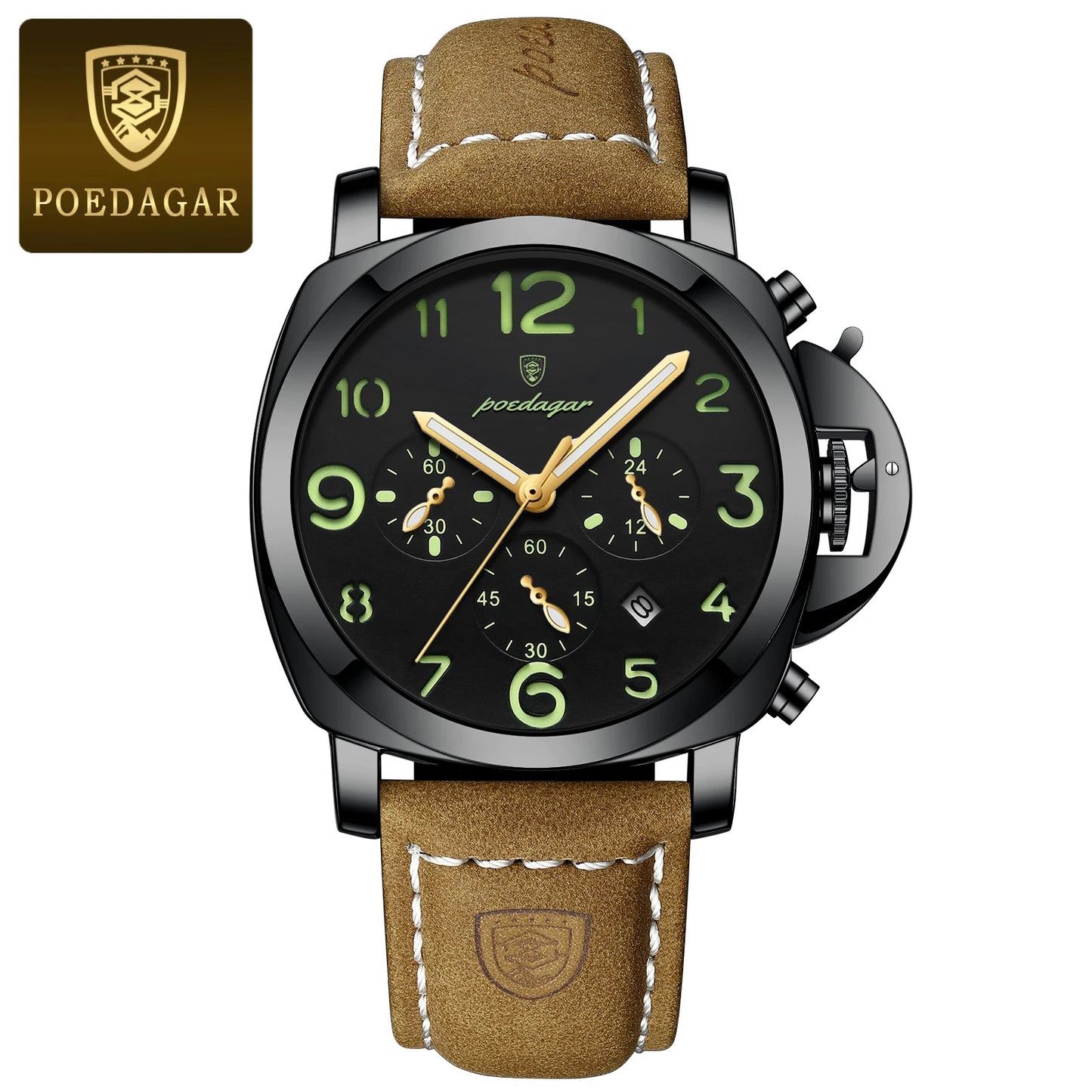 POEDAGAR Luxury Man Watch Chronograph Waterproof Luminous Date Watch for Men