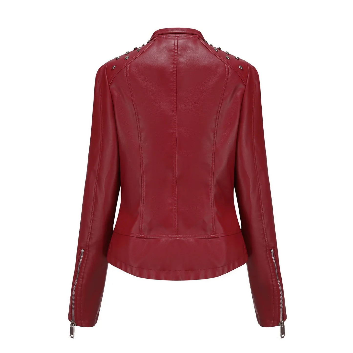 Women's Punk Rivet Collar Slim Casual Ladies Leather Jacket