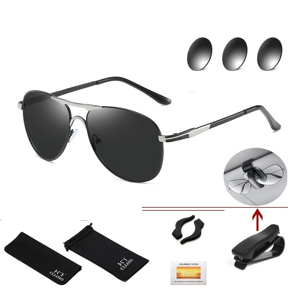 Photochromic Sunglasses Polarized Pilot Vintage Sun Glasses Eyewear
