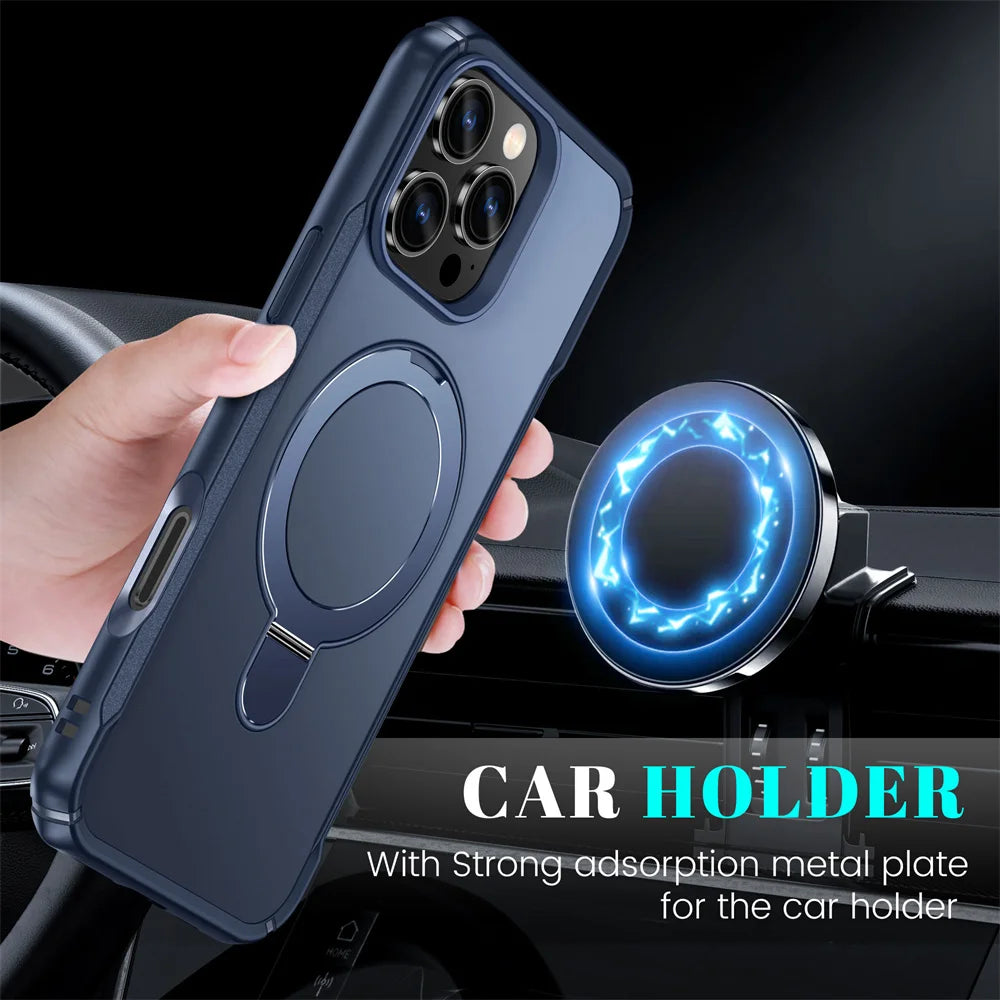 Fold Magnetic Stand Phone Case For iPhone 15 16 17 Pro Max 16E 14