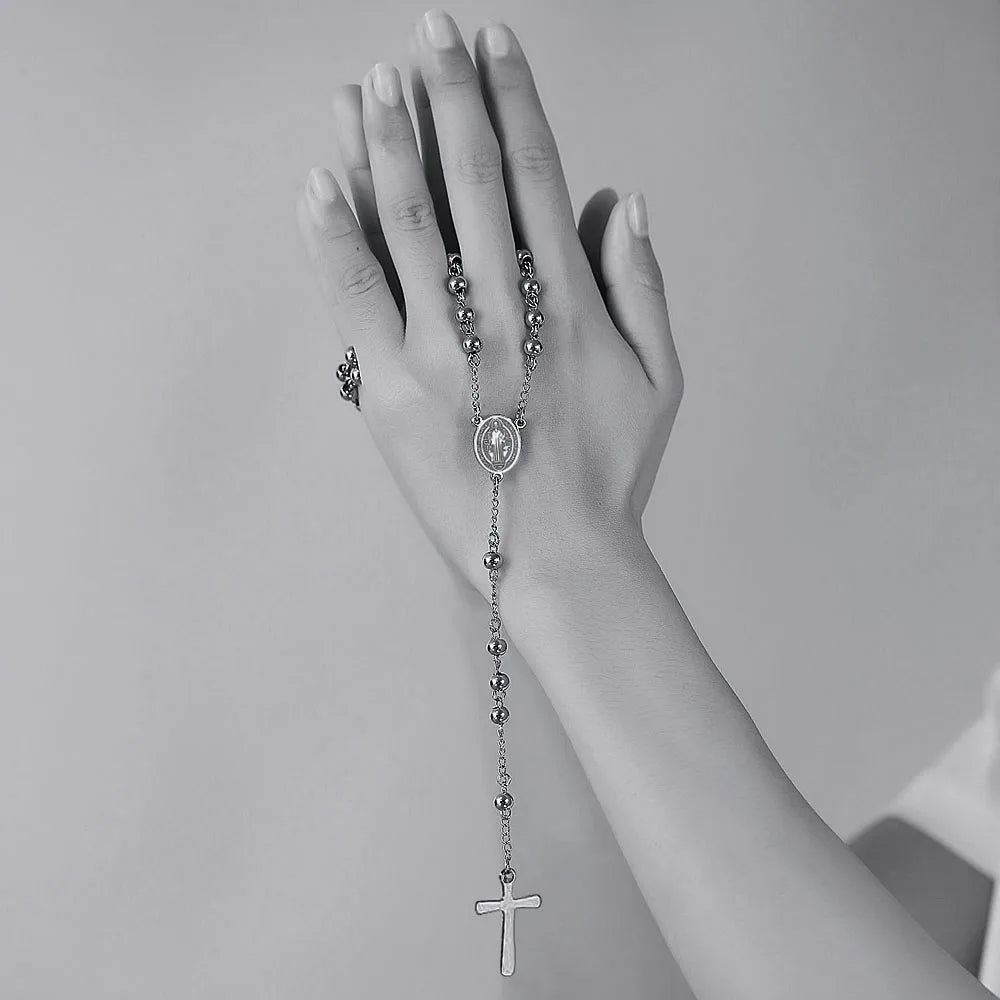 Christian Catholic Stainless Steel Saint Benedict Cross Pendant Necklace