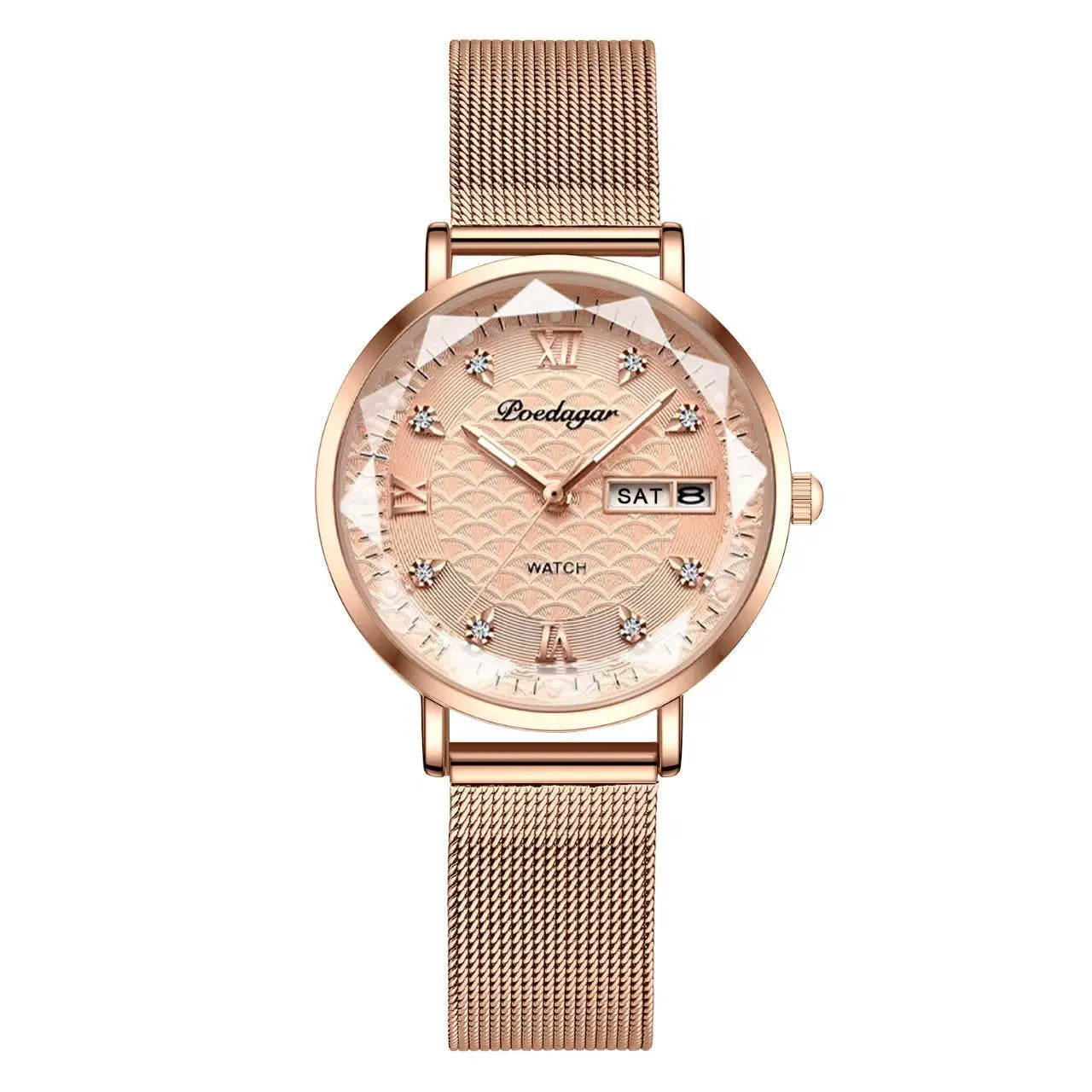 POEDAGAR Original Luxury Women Watch Week Date Waterproof Steel Woman Watch