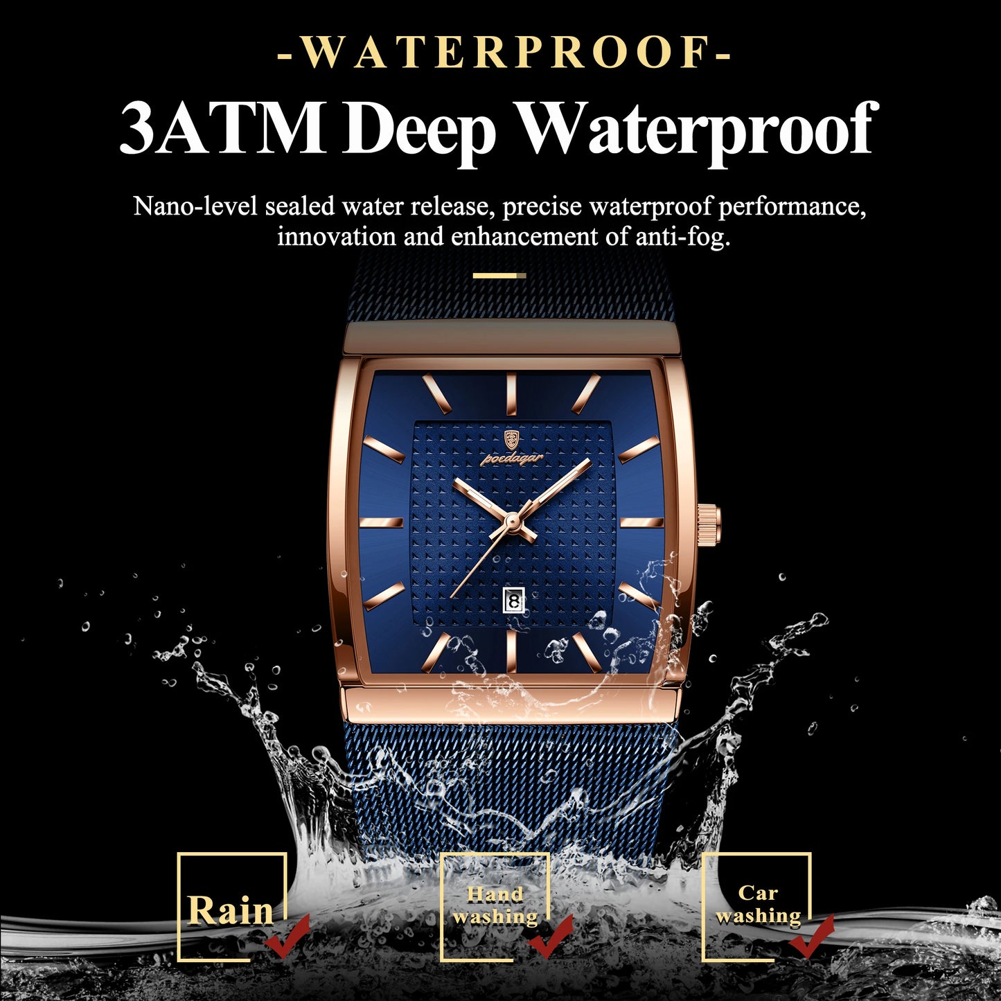POEDAGAR Luxury Men Watch Date Waterproof Luminous Man Wristwatch