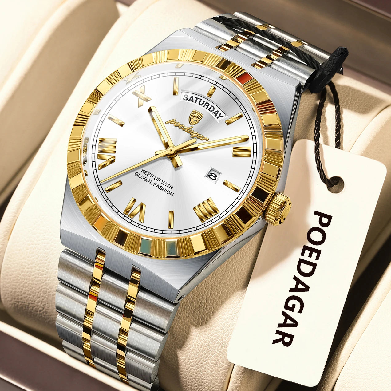 Luxury Fashion Men's Wristwatch Week Date Waterproof Luminous Man Watch