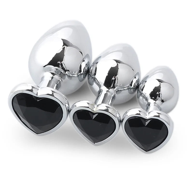 Three sizes Heart-shaped anal plug Stainless steel crystal anal plug Anal sex toy