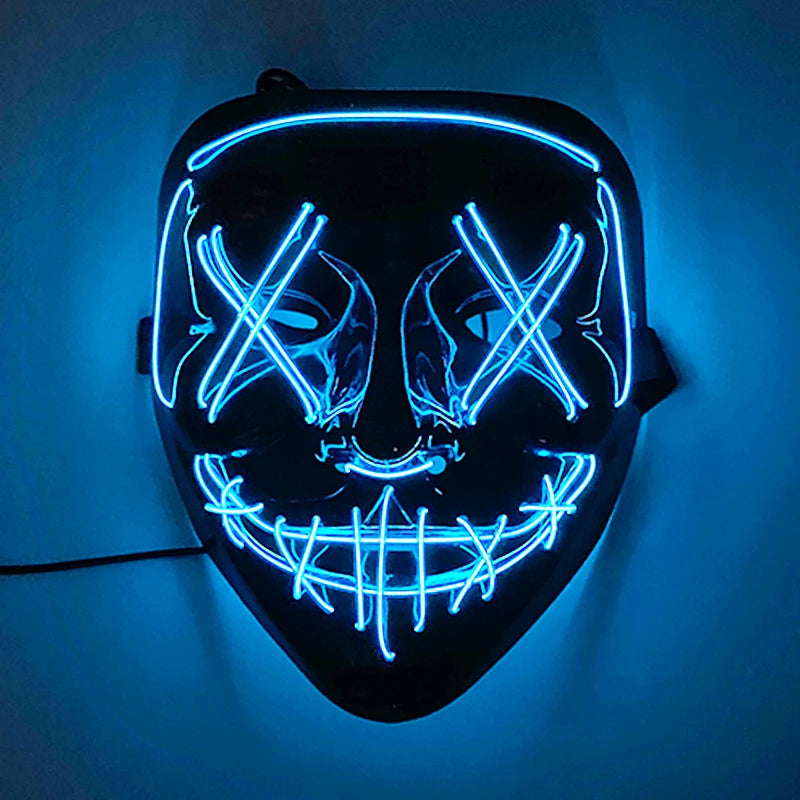 Neon Light LED Mask LED Halloween Scary Mask Cosplay Party Masque Masquerade