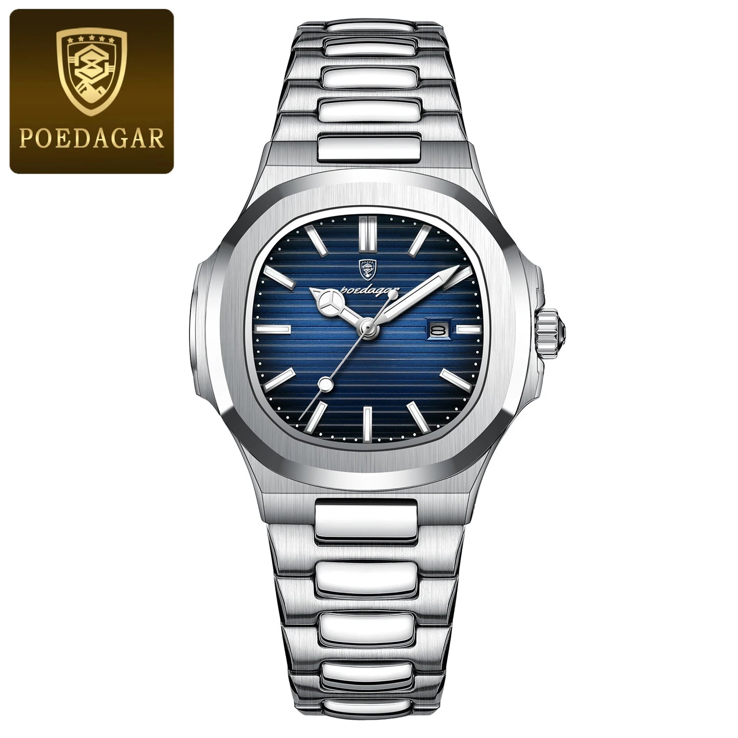 POEDAGAR Luxury Square Watch for Woman Waterproof Luminous Date Ladies Watch