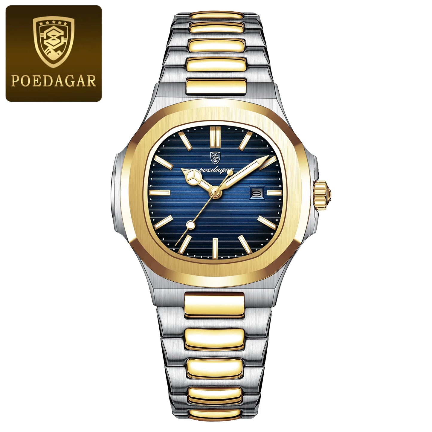 POEDAGAR Luxury Square Watch for Woman Waterproof Luminous Date Ladies Watch