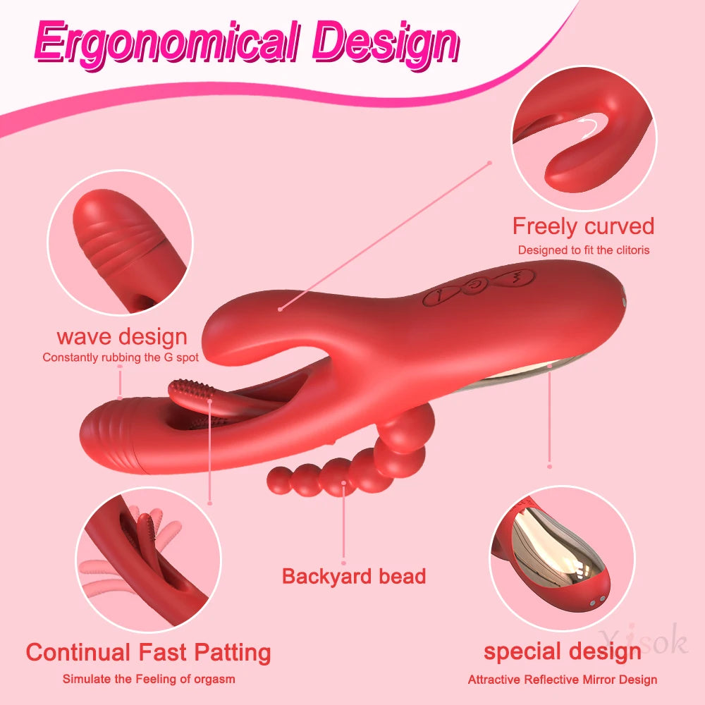 3 in 1 Tapping Flapping Vibrator for Women Clitoris Clit Sucker Stimulator Sex Toy