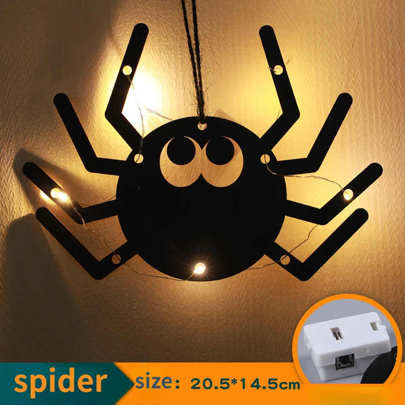 Halloween Hanging Castle Witch Ghost Spider Web Luminous Charm