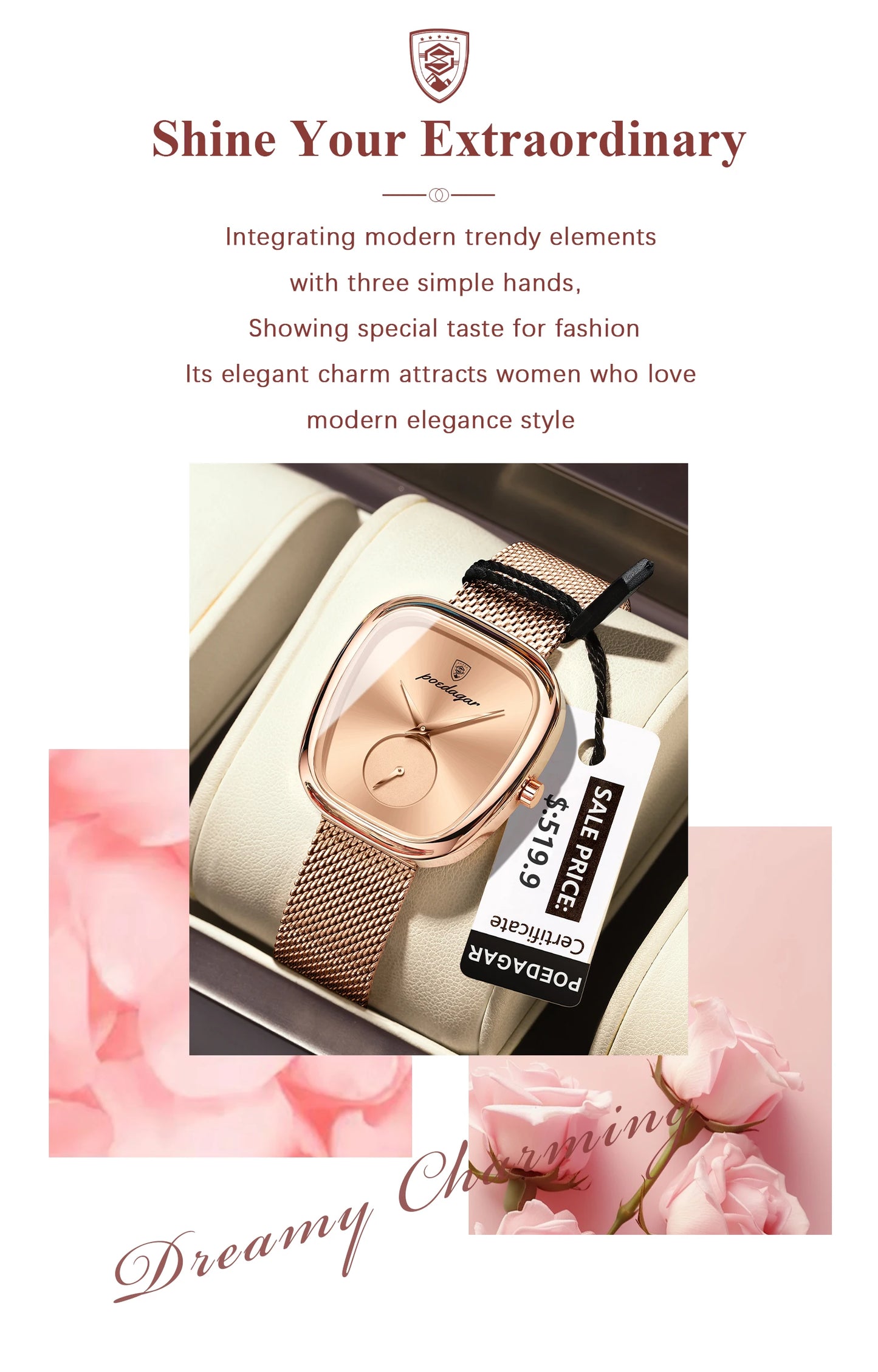 POEDAGAR Luxury Fashion Elegant Ladies Watch Waterproof Watch for Woman