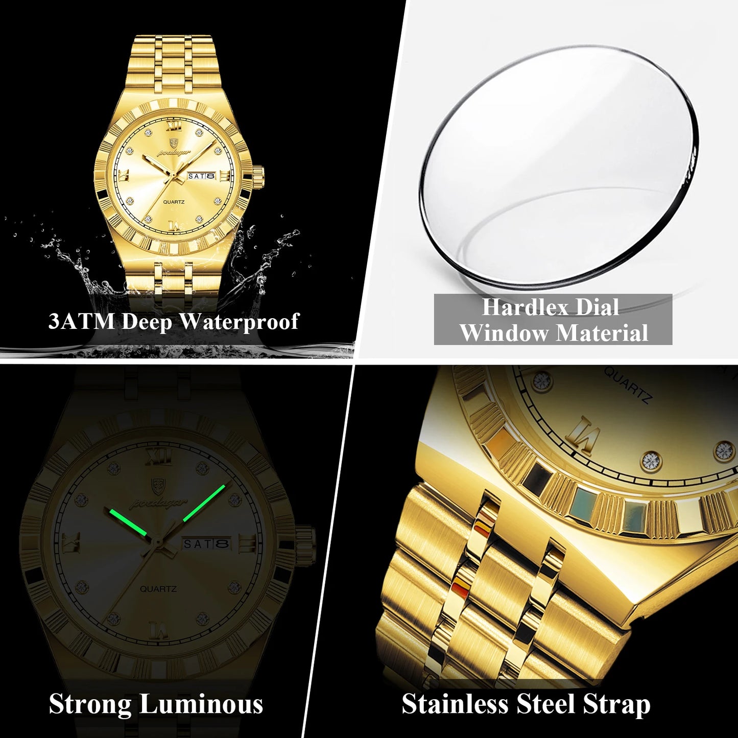 Original Luxury Man Wristwatch Waterproof Luminous Week Date Men's Watch