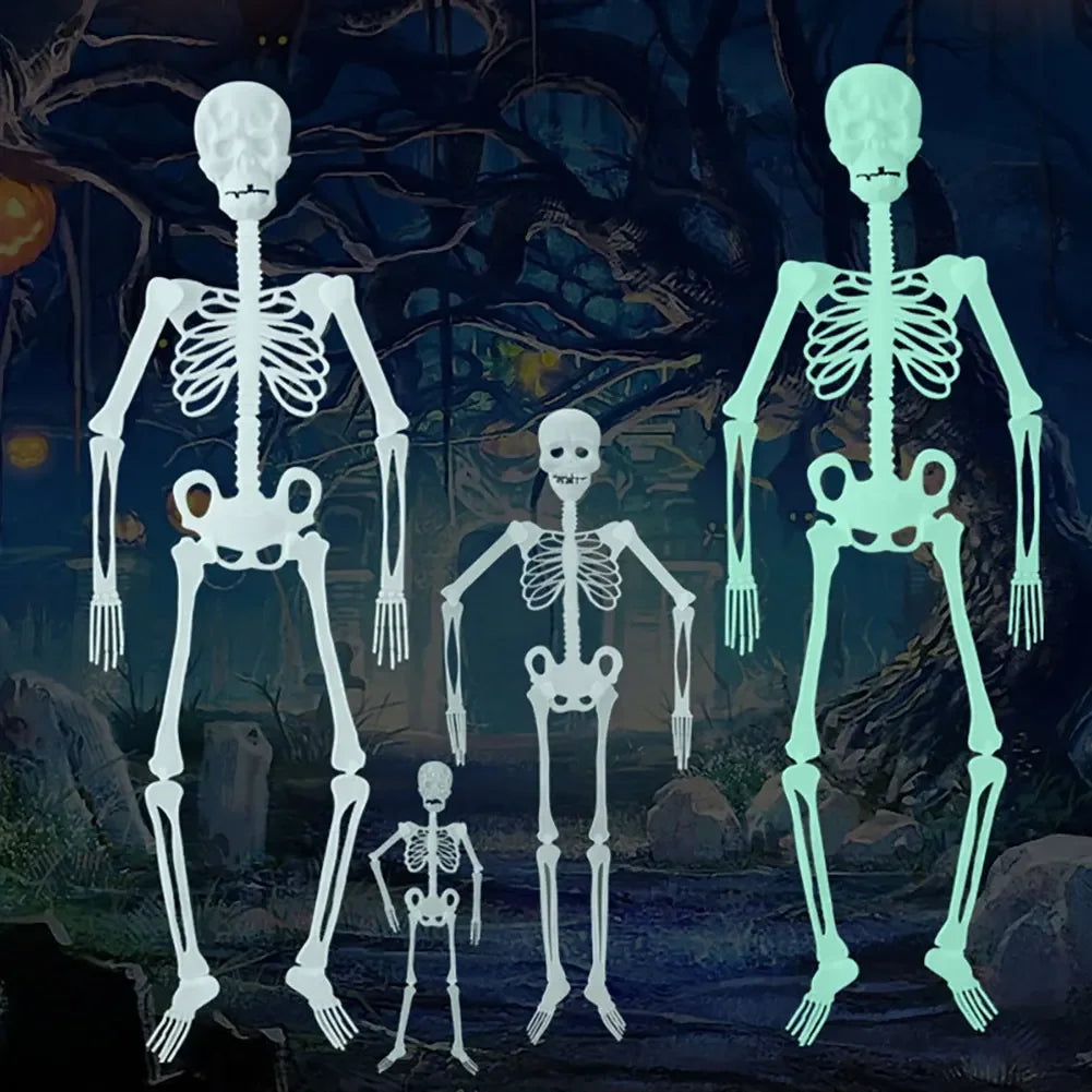 Scary Halloween Props Luminous Hanging Skeleton Halloween Party Glow Fake Skull