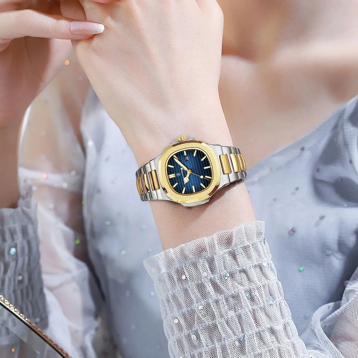 POEDAGAR Luxury Square Watch for Woman Waterproof Luminous Date Ladies Watch