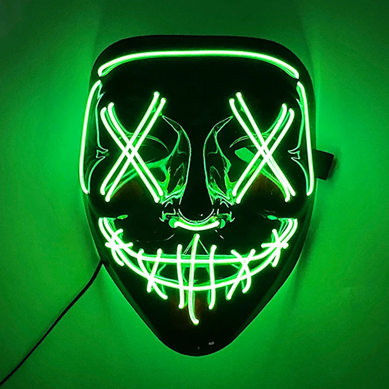 Neon Light LED Mask LED Halloween Scary Mask Cosplay Party Masque Masquerade