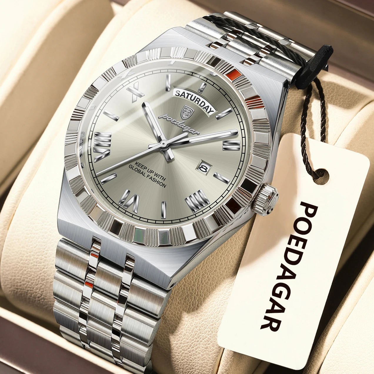 Luxury Fashion Men's Wristwatch Week Date Waterproof Luminous Man Watch
