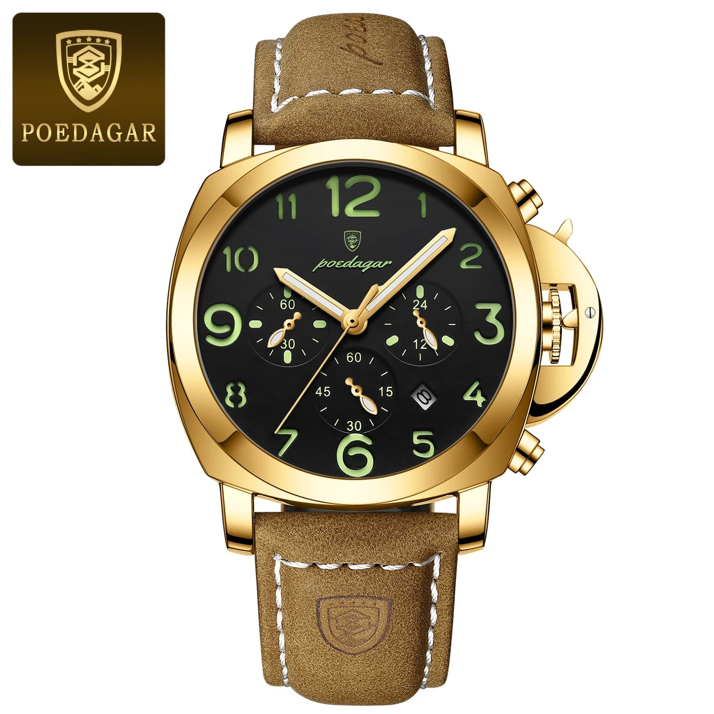 POEDAGAR Luxury Man Watch Chronograph Waterproof Luminous Date Watch for Men
