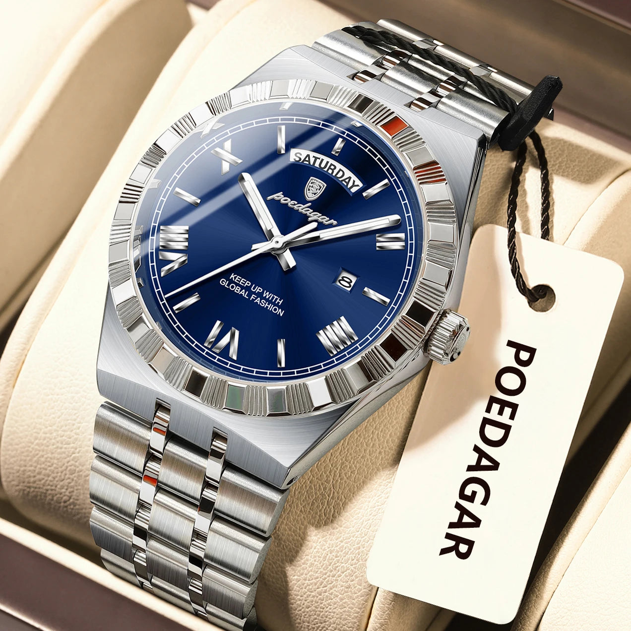 Luxury Fashion Men's Wristwatch Week Date Waterproof Luminous Man Watch