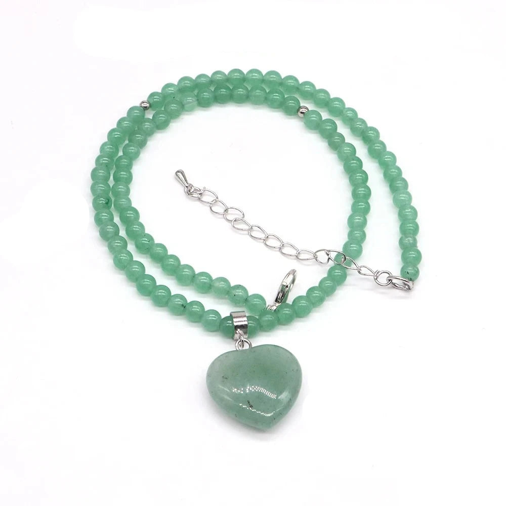 heart-shaped Gems Bead Chain Natural Stone Lapis Lazuli Necklace