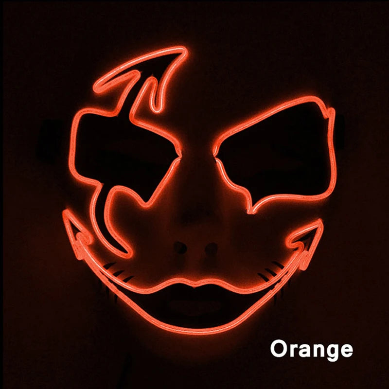 Neon Light LED Mask LED Halloween Scary Mask Cosplay Party Masque Masquerade