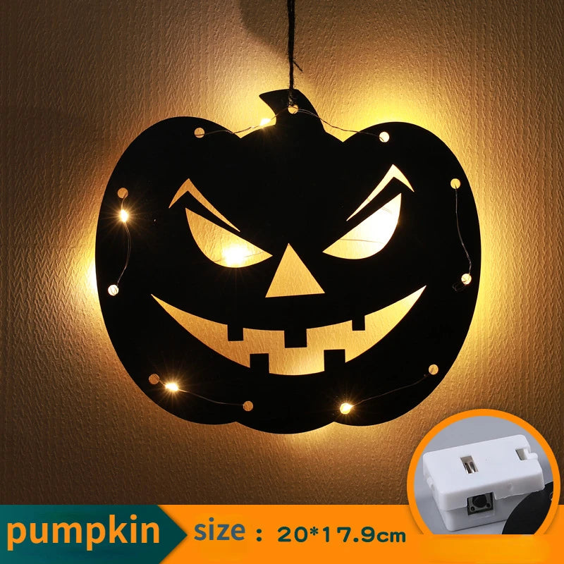 Halloween Hanging Castle Witch Ghost Spider Web Luminous Charm