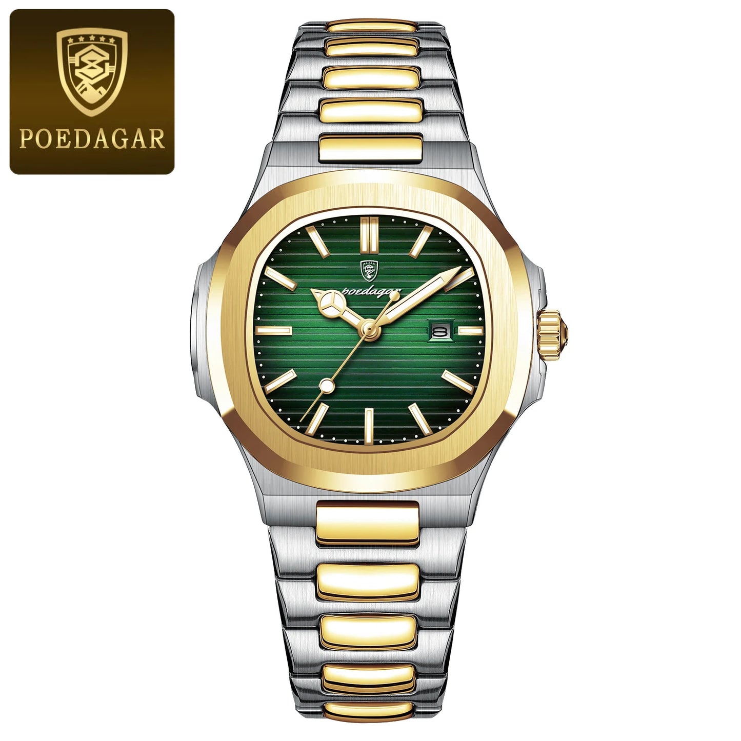 POEDAGAR Luxury Square Watch for Woman Waterproof Luminous Date Ladies Watch