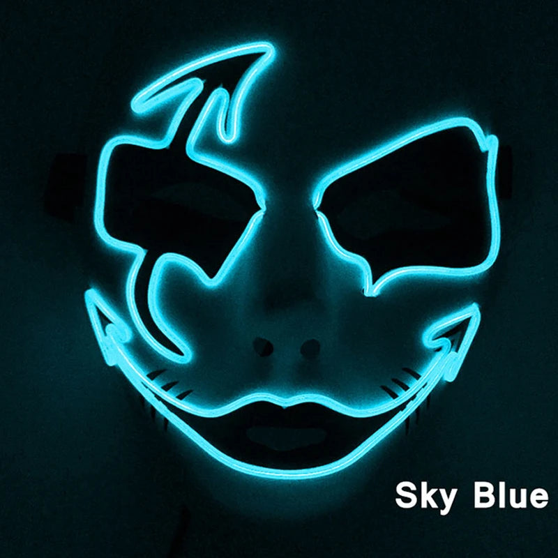 Neon Light LED Mask LED Halloween Scary Mask Cosplay Party Masque Masquerade