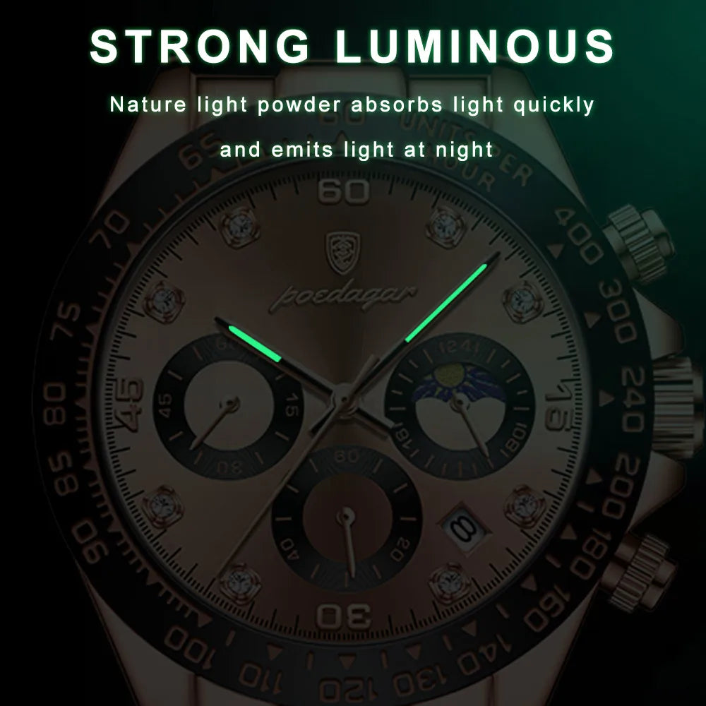 POEDAGAR Luxury Men Wristwatch Waterproof Luminous Date Men's Watch
