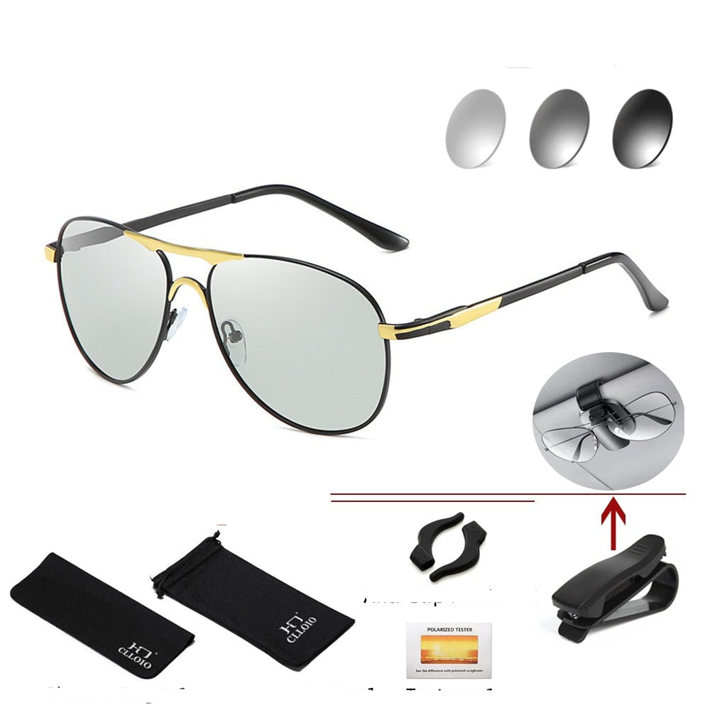 Photochromic Sunglasses Polarized Pilot Vintage Sun Glasses Eyewear
