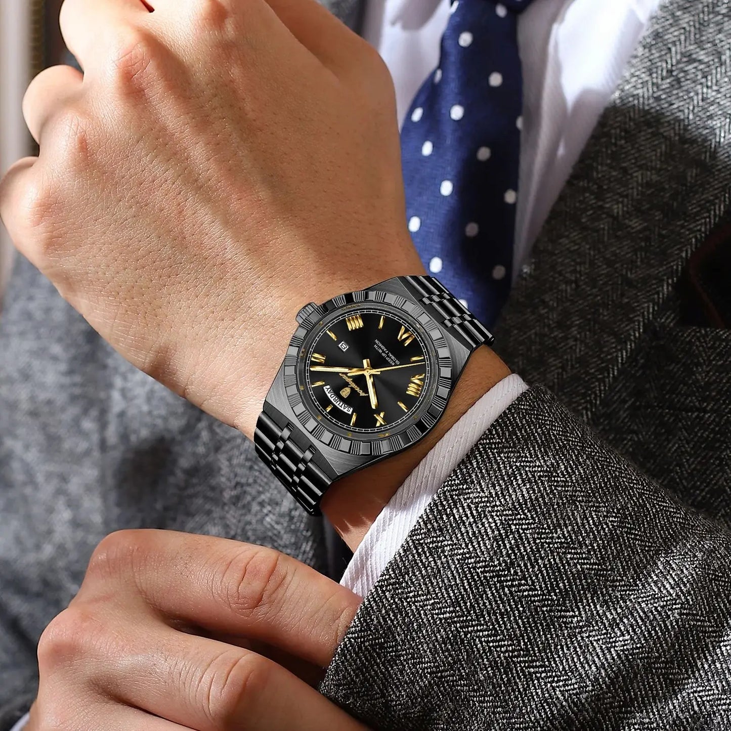 Luxury Fashion Men's Wristwatch Week Date Waterproof Luminous Man Watch