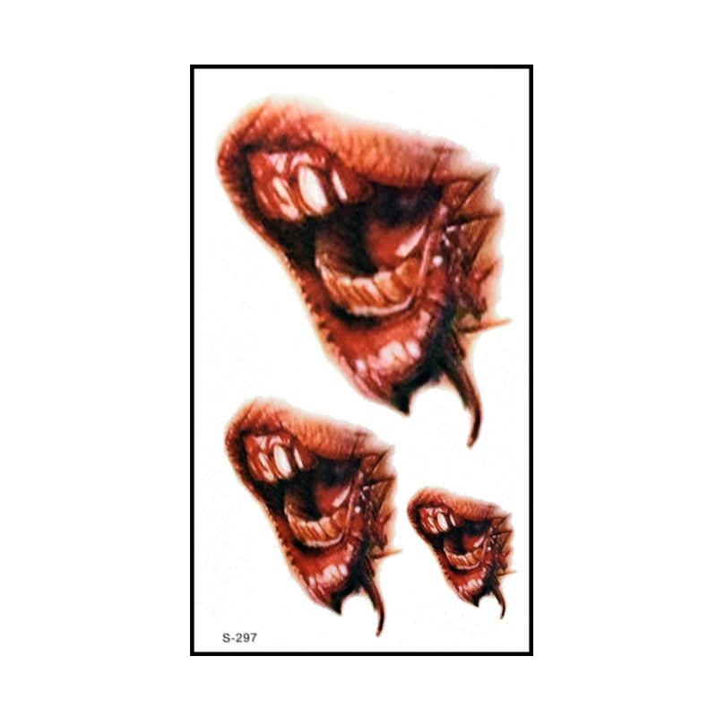 6pcs Halloween Bloody Wound Tattoo Stickers Trick Scary Waterproof Temporary Tattoo