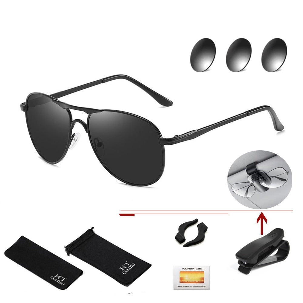 Photochromic Sunglasses Polarized Pilot Vintage Sun Glasses  Eyewear