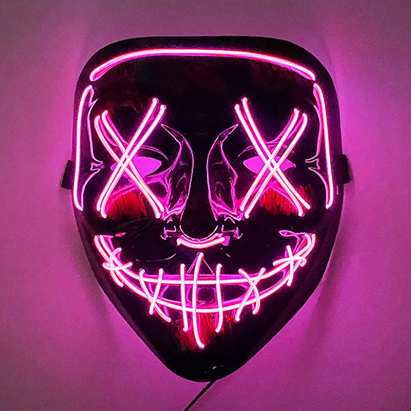 Neon Light LED Mask LED Halloween Scary Mask Cosplay Party Masque Masquerade