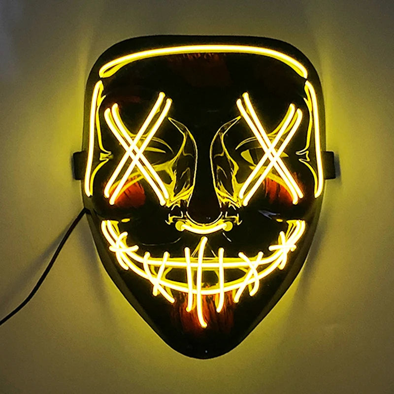 Neon Light LED Mask LED Halloween Scary Mask Cosplay Party Masque Masquerade