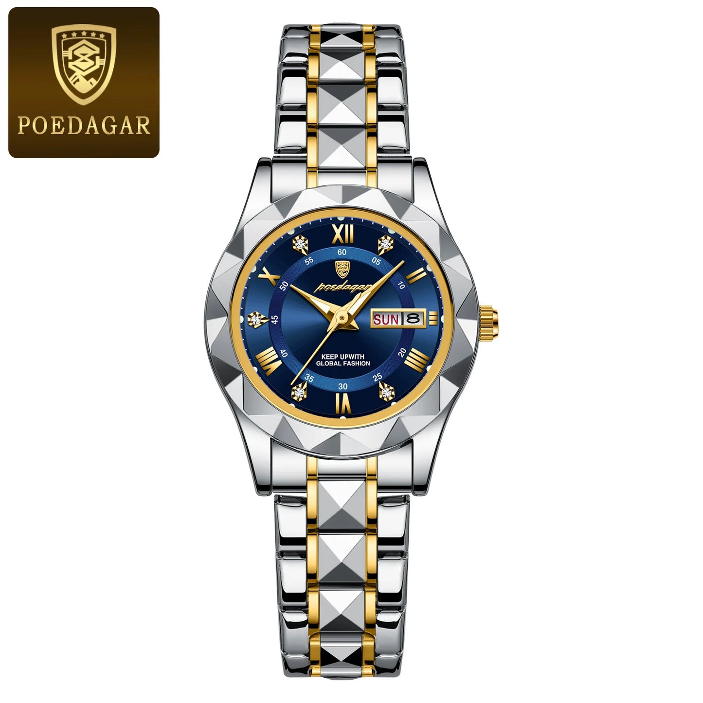 POEDAGAR Luxury Ladies Watch Luminous Waterproof Woman Wristwatch
