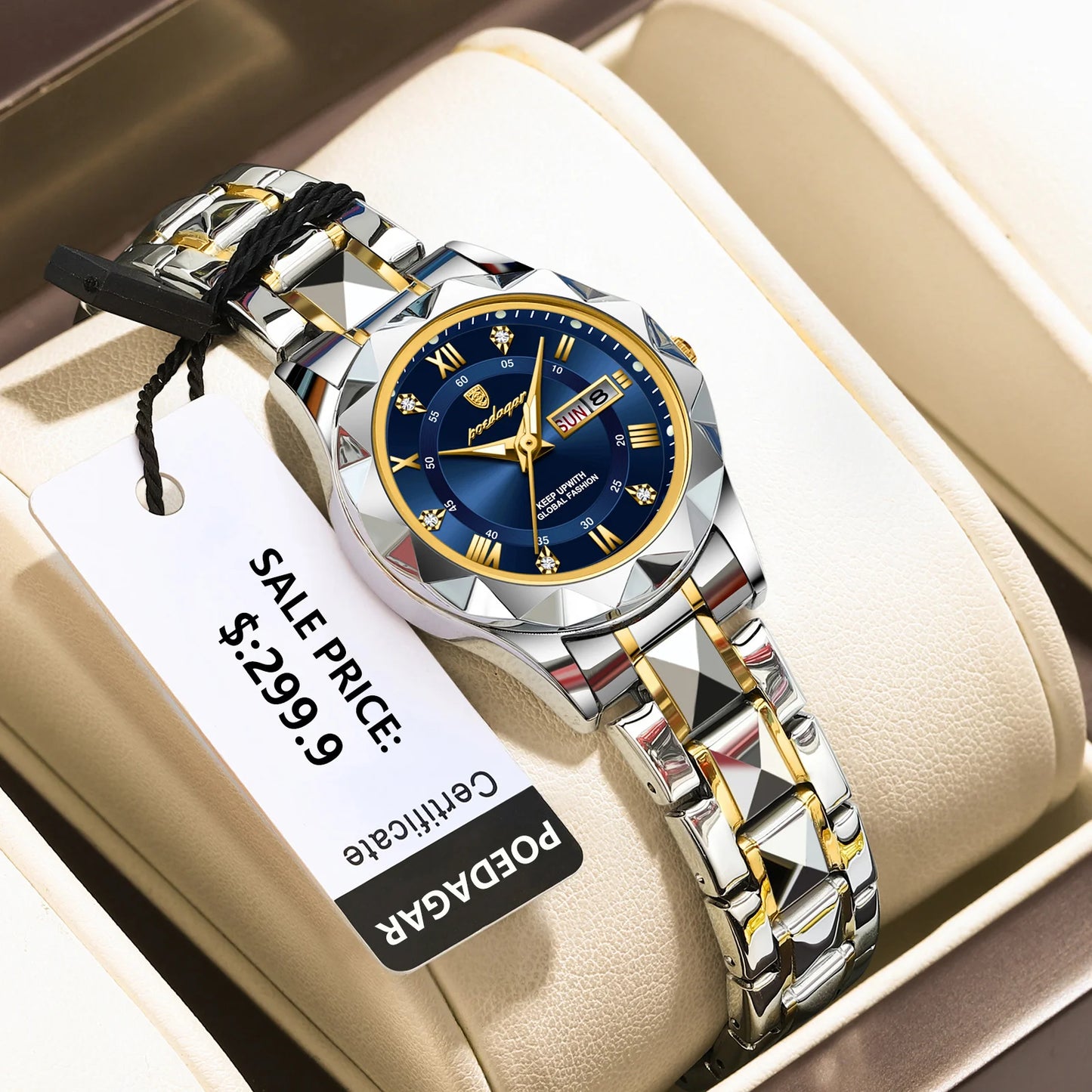 POEDAGAR Luxury Ladies Watch Luminous Waterproof Woman Wristwatch