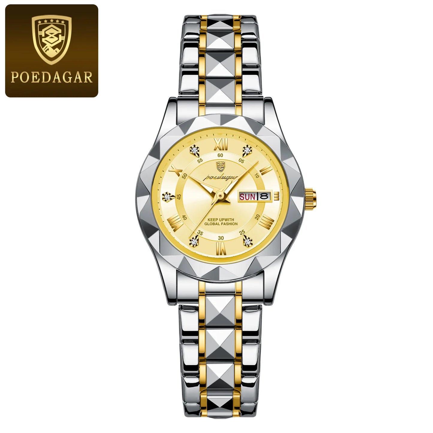 POEDAGAR Luxury Ladies Watch Luminous Waterproof Woman Wristwatch