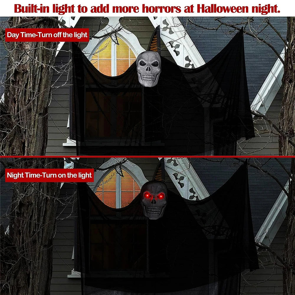 Haunted House Decoration With LED Sound Halloween Hanging Skull Ghost