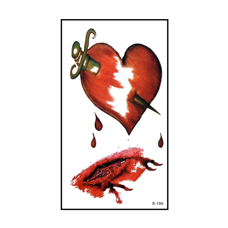 6pcs Halloween Bloody Wound Tattoo Stickers Trick Scary Waterproof Temporary Tattoo
