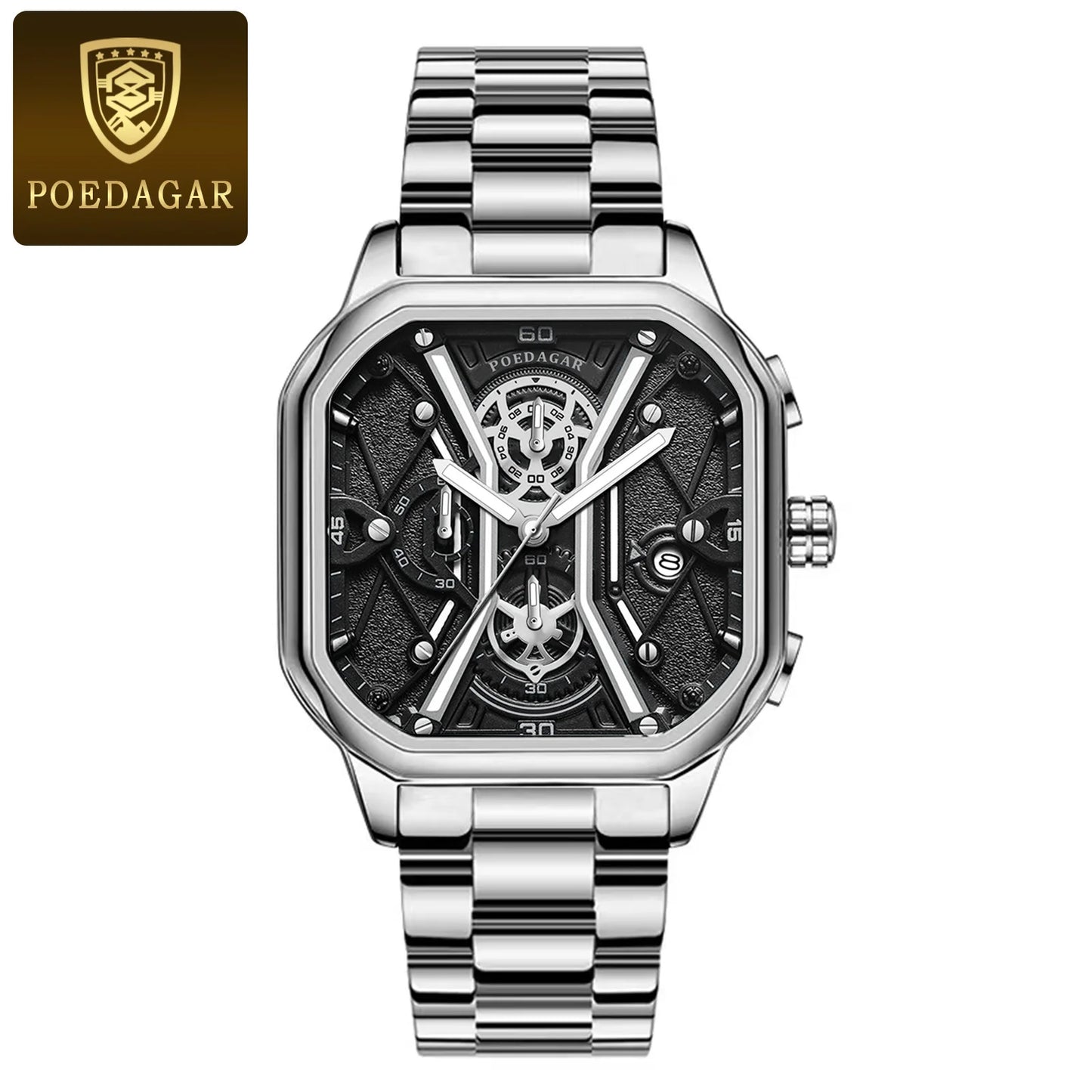 POEDAGAR Fashion Men Wristwatches Luxury Luminous Waterproof Man Watch