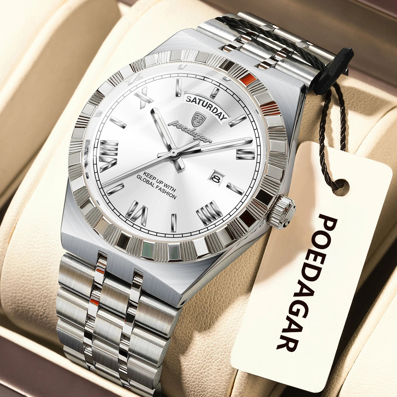 Luxury Fashion Men's Wristwatch Week Date Waterproof Luminous Man Watch