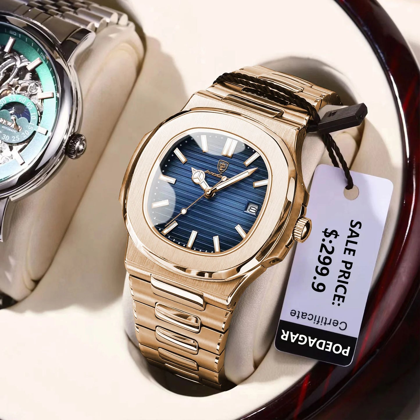 POEDAGAR Man Wristwatch Business Luxury Square Men Quartz Watch